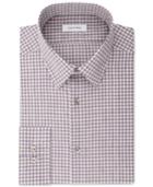 Calvin Klein Steel Men's Slim-fit Non-iron Stretch Performance Gingham Dress Shirt