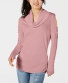 Hooked Up By Iot Juniors' Cowlneck Cold-shoulder Sweater