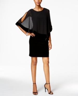 Msk Velvet Chiffon-overlay Dress