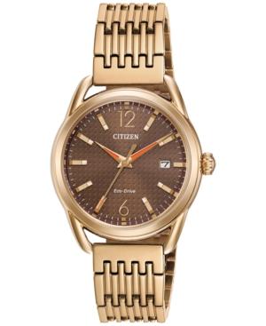 Citizen Drive From Citizen Eco-drive Women's Rose Gold-tone Stainless Steel Bracelet Watch 34mm Fe6083-56x