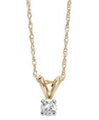 10k Gold Necklace, Round-cut Diamond Accent Pendant