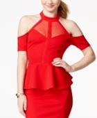 Material Girl Juniors' Illusion Cold-shoulder Peplum Top, Only At Macy's