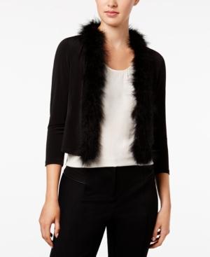 Calvin Klein Faux-marabou-trim Shrug