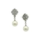2028 Silver-tone Crystal And Simulated Pearl Round Drop Earrings