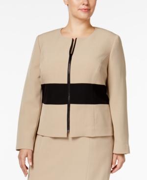 Kasper Plus Size Colorblocked Crepe Blazer