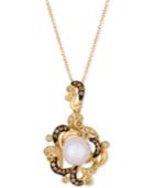 Le Vian Chocolatier Vanilla Pearl (9-1/2mm) & Diamond (7/8 Ct. T.w.) Pendant Necklace In 14k Gold