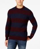 Tommy Hilfiger Big And Tall Mikey Cable-knit Rugby-stripe Sweater