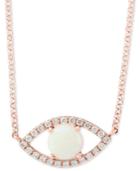 Effy Opal (1/2 Ct. T.w.) & Diamond (1/6 Ct. T.w.) Evil Eye 18 Pendant Necklace In 14k Rose Gold
