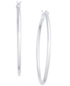 Giani Bernini Skinny Hoop Earrings In Sterling Silver, Created For Macy's