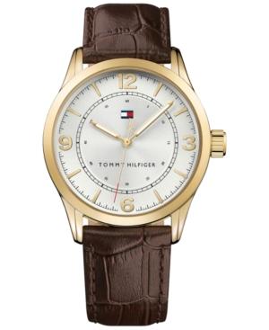 Tommy Hilfiger Men's Brown Leather Strap Watch 42mm 1791332