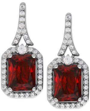 Lab-created Ruby (4-1/5 Ct. T.w.) And White Sapphire (1/2 Ct. T.w.) Drop Earrings In Sterling Silver