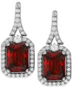 Lab-created Ruby (4-1/5 Ct. T.w.) And White Sapphire (1/2 Ct. T.w.) Drop Earrings In Sterling Silver