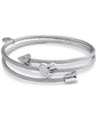 Charriol White Topaz Heart & Arrow Wrap Bracelet (1/8 Ct. T.w.) In Stainless Steel & Sterling Silver