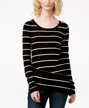 Inc International Concepts Striped Asymmetrical-zip Sweater, Only At Macy's