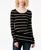 Inc International Concepts Striped Asymmetrical-zip Sweater, Only At Macy's