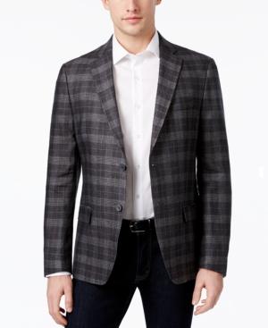 Calvin Klein Men's Slim-fit Plaid Linen Sport Coat