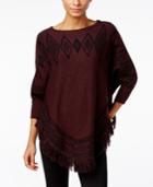 Style & Co. Patterned Fringe Poncho Sweater, Only At Macy's