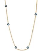 London Blue Topaz (2-2/3 Ct. T.w.) Station 18 Collar Necklace In 10k Gold
