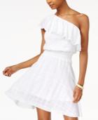 The Edit By Seventeen Juniors' Embroidered One-shoulder Ruffle Dress