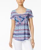 Style & Co Petite Paisley-print Sublimated T-shirt, Only At Macy's