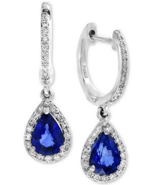 Effy Sapphire (1-1/3 Ct. T.w.) & Diamond (1/4 Ct. T.w.) Drop Earrings In 14k White Gold