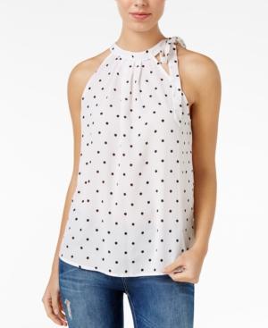 Maison Jules Gingham-print Tie-neck Top, Created For Macy's