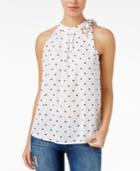 Maison Jules Gingham-print Tie-neck Top, Created For Macy's