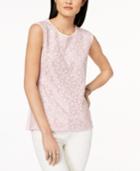 Tommy Hilfiger Sleeveless Lace-contrast Top, Created For Macy's