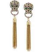 Thalia Sodi Gold-tone Crystal Leopard Tassel Linear Drop Earrings, Only At Macy's