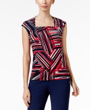 Kasper Printed Square-neck Shell