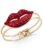 Thalia Sodi Gold-tone Red Pave Lip Hinge Bracelet, Only At Macy's