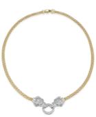 Diamond (5/8 Ct. T.w.) Pave And Emerald Accent Elephant Mesh Necklace In 14k Gold-plated Sterling Silver