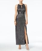 R & M Richards Metallic Knit Halter Gown