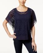 Jm Collection Petite Lace Poncho-sleeve Blouse, Only At Macy's