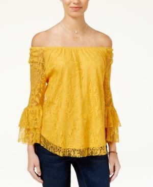 Bcx Juniors' Ruffled Lace Off-the-shoulder Top