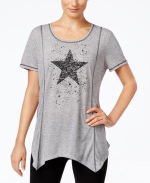 Style & Co. Star Graphic Handkerchief-hem Top, Only At Macy's