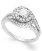 Diamond Ring, 14k White Gold Diamond Swirl Ring (1 Ct. T.w.)