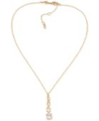 Carolee Gold-tone Graduated Crystal Pendant Necklace