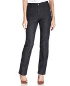 Style&co. Petite Jeans, Tummy Control Slim Leg, Black Blue Wash