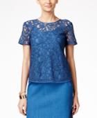 Vince Camuto Indigo Lace Shell Top