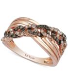 Le Vian Chocolatier Chocolate And White Linked Diamond Band (3/8 Ct. T.w.) In 14k Rose Gold