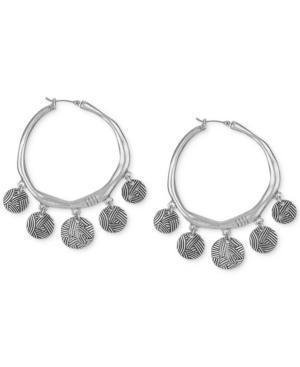 The Sak Silver-tone Batik Drop Hoop Earrings