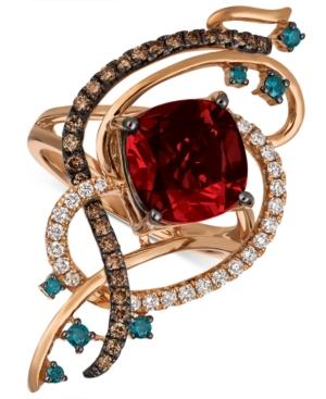 Le Vian Exotics Crazy Collection Pomegranate Garnet (4-1/2 Ct. T.w.) & Diamond (5/8 Ct. T.w.) Statement Ring In 14k Rose Gold