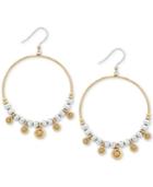 Lucky Brand Two-tone Yellow Pave Drop Hoop Earrings