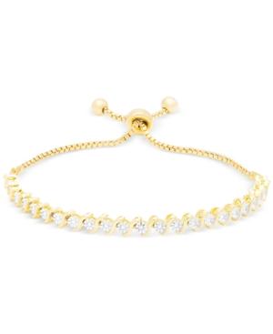 Diamond Accent Adjustable Slide Bracelet In 18k Gold Plating