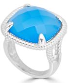 Blue Agate Twist Frame Statement Ring In Sterling Silver