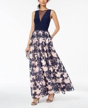 Nightway Embroidered Illusion Gown