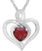 Rhodolite Garnet (1-3/8 Ct. T.w.) & Diamond Accent Heart Pendant Necklace In Sterling Silver