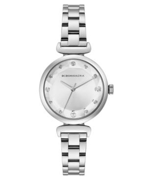 Bcbg Maxazria Ladies Silver Stainless Steel Bracelet With Facet Dial, 32mm