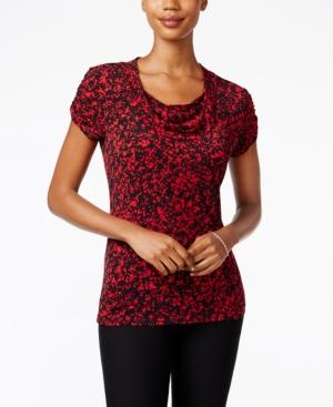 Tahari Asl Printed Drape-neck Top